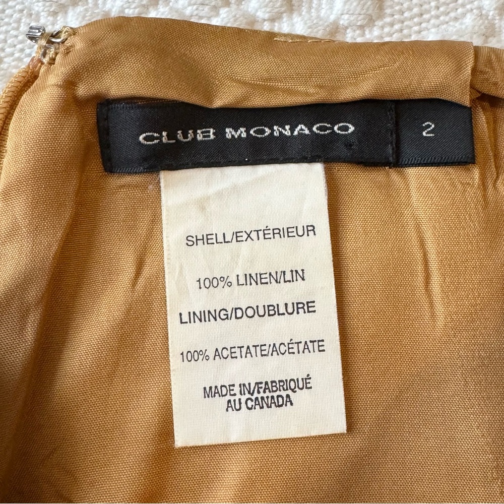 Vintage Club Monaco Tan Mustard Camel Lined Linen Cropped Pants, size 2 - Picture 8 of 9